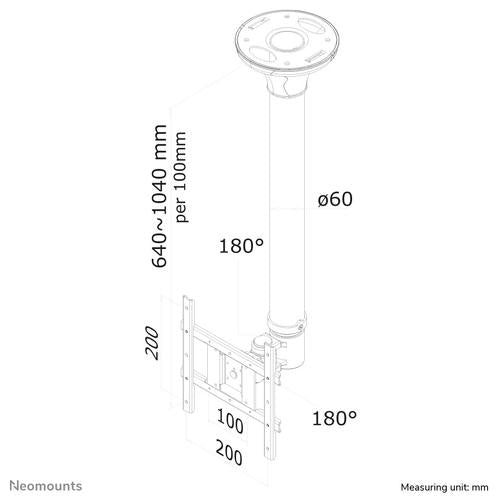 Neomounts FPMA-C200 Supporto da soffitto per TV Nero