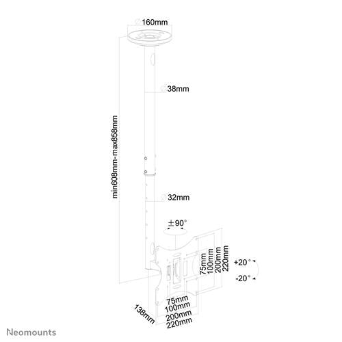 Supporto a soffitto Neomounts FPMA-C060 nero