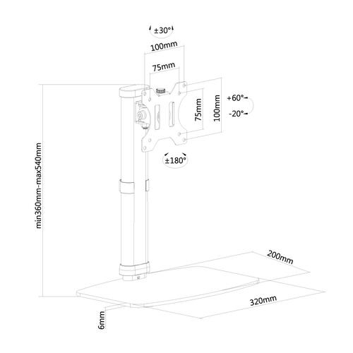 Neomounts supporto da scrivania per schermi fino a 30" bianco