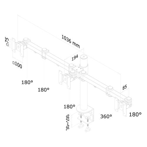 Braccio triplo per monitor Neomounts FPMA-D960D3