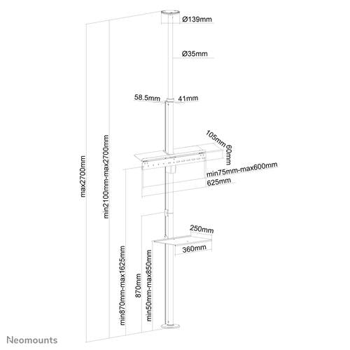 Supporto da pavimento a soffitto Neomounts FPMA-CF200 argento