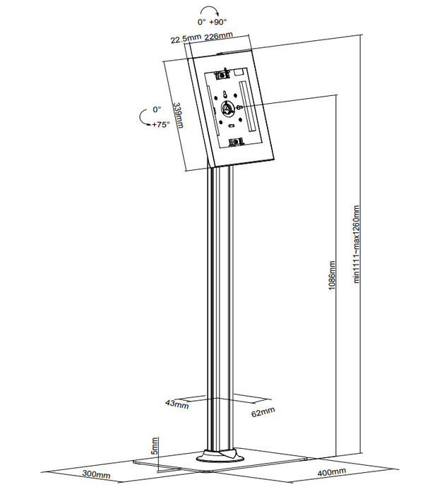 Supporto da pavimento Neomounts inclinabile e rotante per tablet Bianco FL15-650WH1