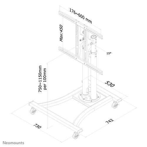 Neomounts PLASMA-M1200 supporto TV mobile da pavimento