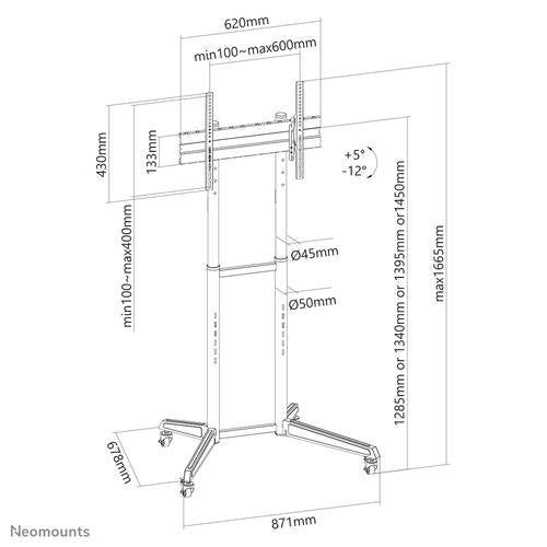 Neomounts verrijdbare vloersteun tot 70 inch schermen FL50-540BL1