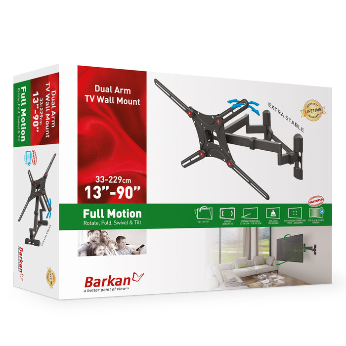 Supporto TV da Parete Robusto Barkan Mounts per Montaggio ad Angolo | Schermi 40 - 90 pollici | VESA 600x400