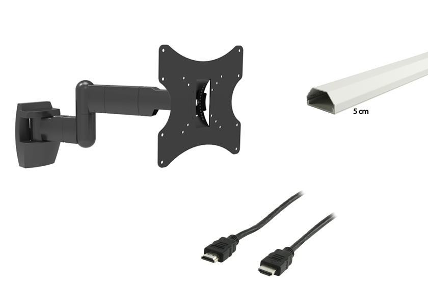 Kit combinato con staffa da parete compatta per TV, ideale per gli angoli