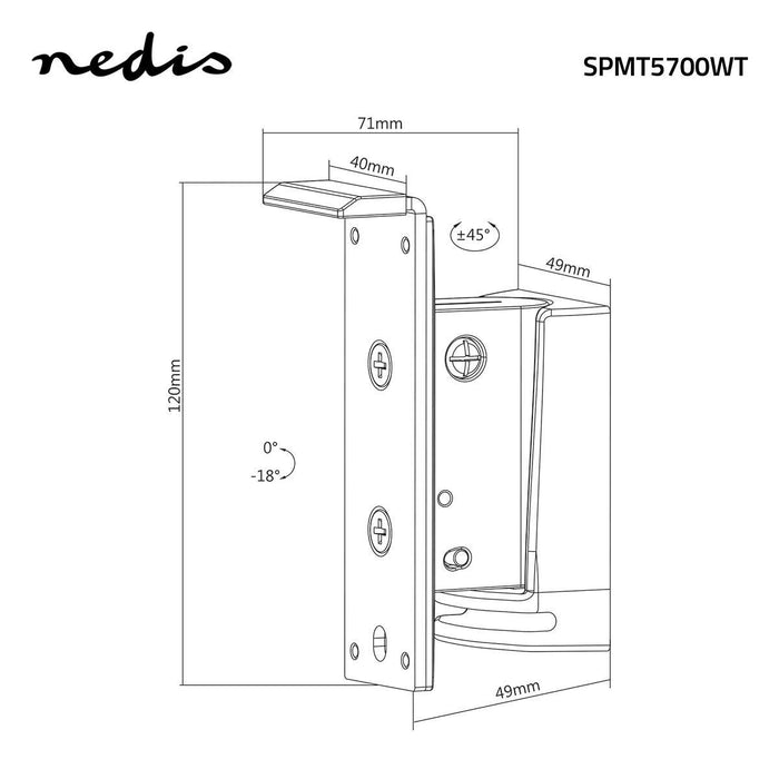 Supporto da Parete per Altoparlanti | Per Sonos® PLAY:1? | Inclinabile e Girevole | Max. 3 kg