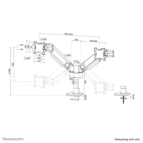 Neomounts DS65S-950WH2 Braccio monitor – Elegante supporto Full Motion per 24-34 pollici