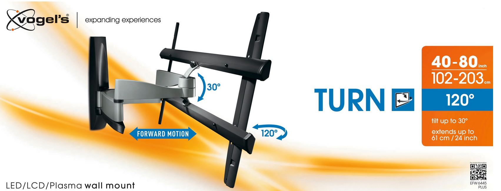 EFW 6445 PLUS Supporto TV da parete girevole argento