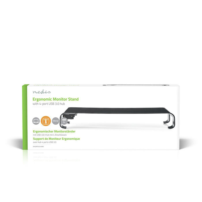 Supporto Ergonomico Multifunzionale | Hub USB 3.0 | 4 Porte | Nero