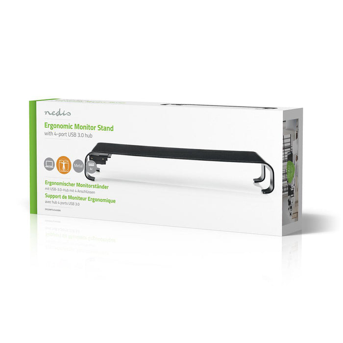 Supporto Ergonomico Multifunzionale | Hub USB 3.0 | 4 Porte | Nero