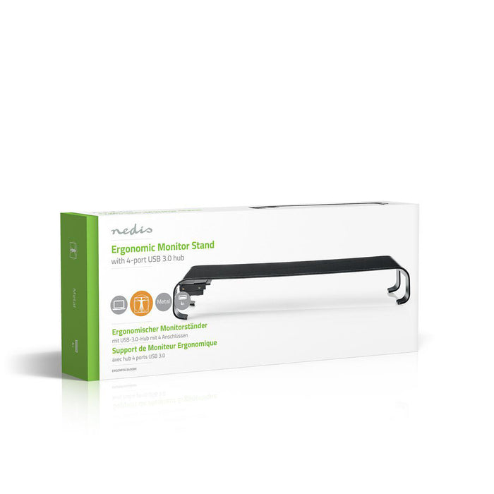 Supporto Ergonomico Multifunzionale | Hub USB 3.0 | 4 Porte | Nero