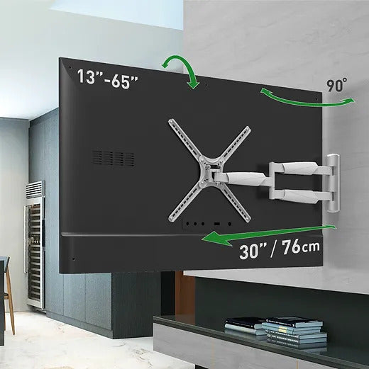 Barkan Mounts Supporto a parete extra lungo per schermi fino a 65 pollici |VESA 400x400 |Universale |Colore: bianco
