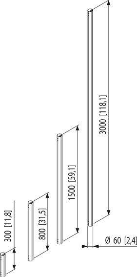 Tubo da soffitto Vogel's 80 cm argento