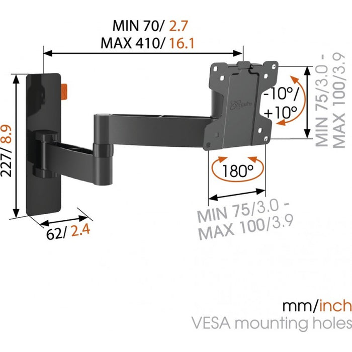 Vogels WALL 2045 Supporto da parete girevole nero per TV fino a 26 pollici
