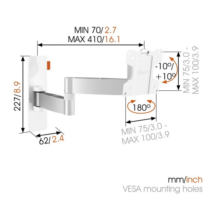 Vogels WALL 2045 Supporto da parete girevole bianco per TV fino a 26 pollici