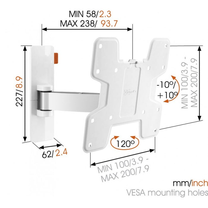 Vogels WALL 2125 Supporto da parete girevole bianco per TV fino a 37 pollici