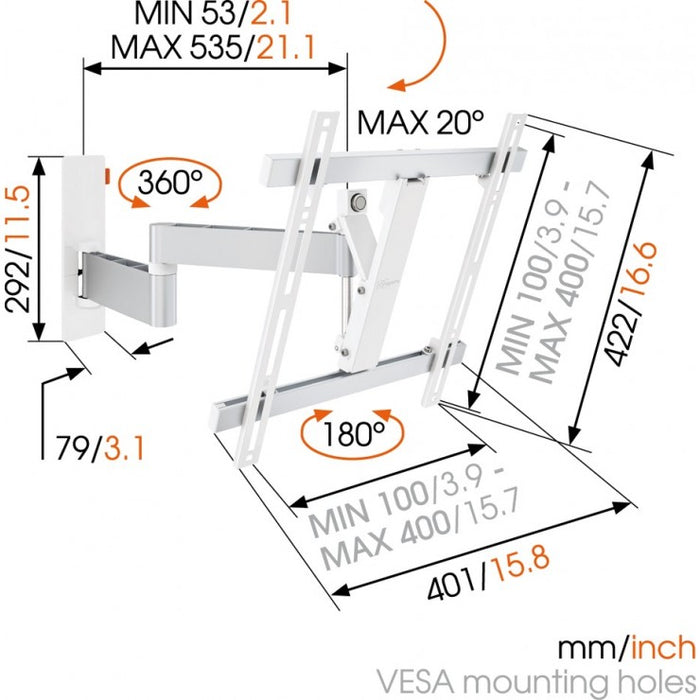 Vogel's WALL Supporto da parete girevole bianco per TV fino a 55 pollici