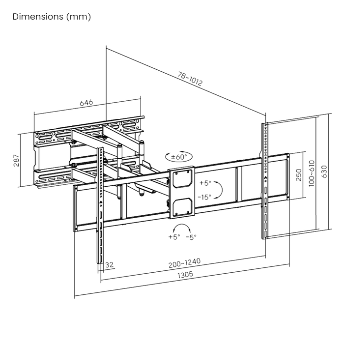 Wolff Mount TVB-144 – Heavy-duty TV-beugel tot 140 inch