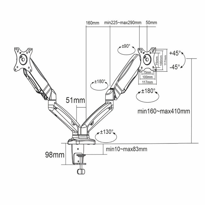 Supporto per monitor per 2 schermi - max 32 pollici