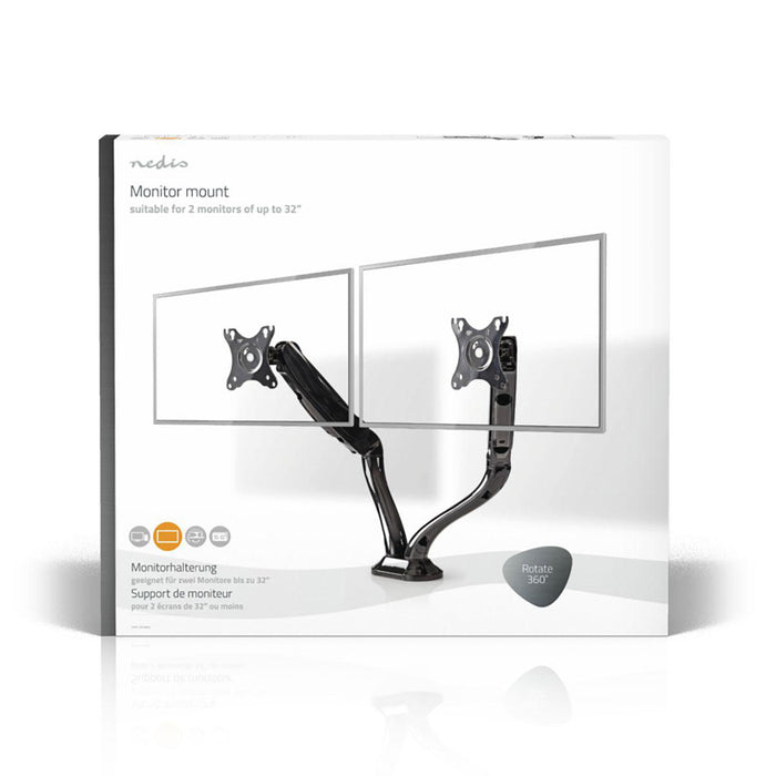 Supporto da scrivania per monitor | Braccio doppio per monitor | Full-motion | 10 - 32"