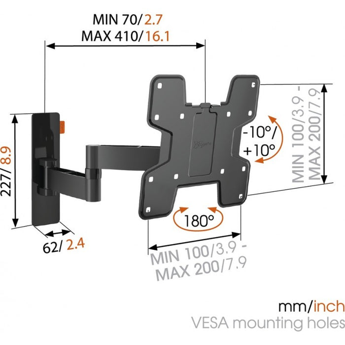 Vogels WALL 2145 Supporto da parete girevole nero per TV fino a 37 pollici