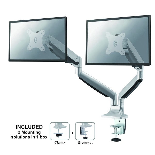 Neomounts NM-D750D argento supporto da scrivania per due schermi