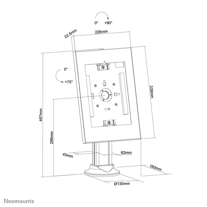 Neomounts DS15-640WH1 supporto da tavolo rotante per tablet da 9,7-11 pollici - Bianco