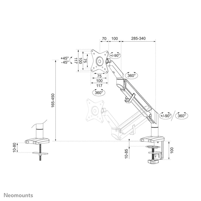 Neomounts DS70-810BL1 supporto da scrivania full motion per monitor da 17-32 pollici - Nero