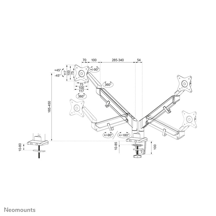 Neomounts DS70-810BL2 supporto da scrivania full motion per monitor da 17-32 pollici - Nero