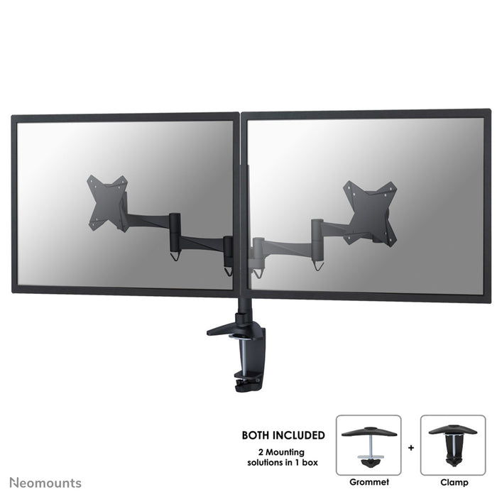 Neomounts FPMA-D1330D nero è un supporto da scrivania per 2 schermi piatti fino a 27 pollici (69 cm).