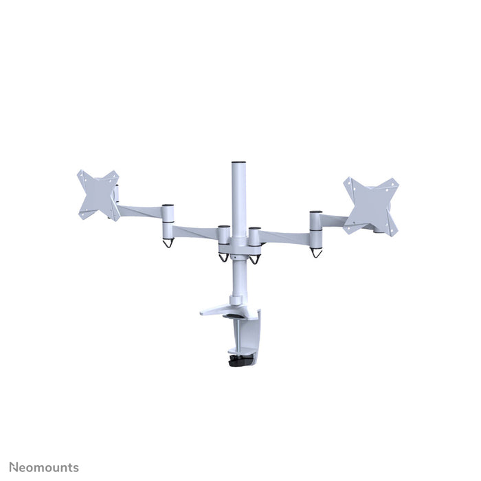 Neomounts FPMA-D1330D bianco è un supporto da scrivania per 2 schermi piatti fino a 27 pollici (69 cm).