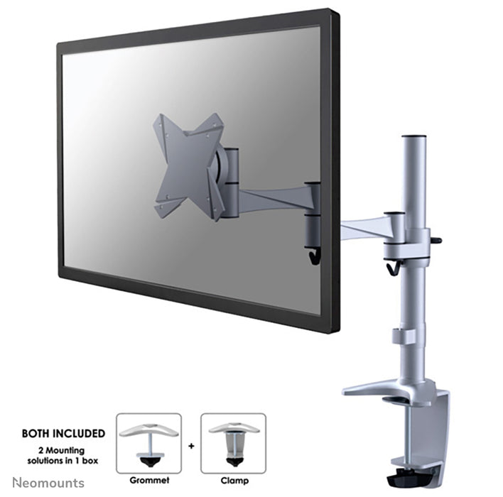 Neomounts FPMA-D1330 argento è un supporto da scrivania con 3 punti di rotazione per schermi piatti fino a 30 pollici (76 cm).
