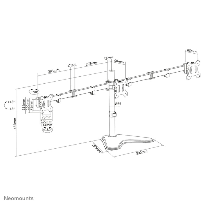 Neomounts FPMA-D550DD3 nero supporto da scrivania full motion per schermi da 13 a 27 pollici - Nero