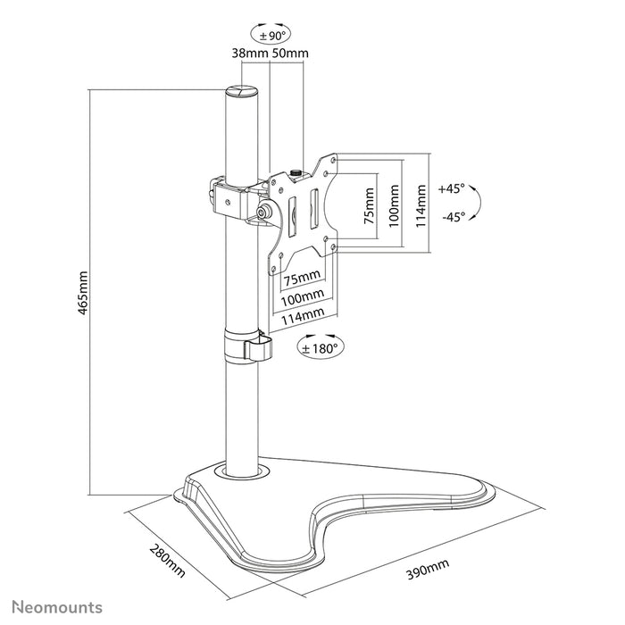 Neomounts FPMA-D550S nero supporto da scrivania full motion per schermi piatti fino a 32 pollici, regolabile in altezza - Nero