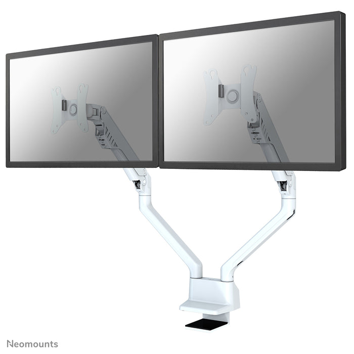 Neomounts FPMA-D750D bianco è un supporto da scrivania con molla a gas per schermi piatti fino a 32 pollici (81 cm).