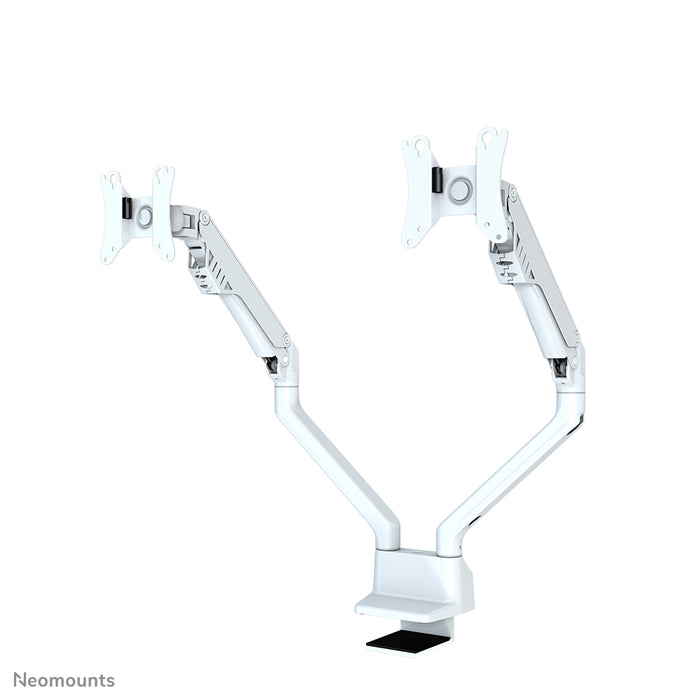 Neomounts FPMA-D750D bianco è un supporto da scrivania con molla a gas per schermi piatti fino a 32 pollici (81 cm).
