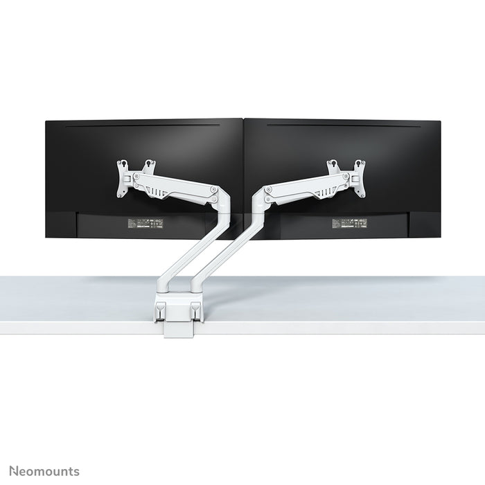 Neomounts FPMA-D750D bianco è un supporto da scrivania con molla a gas per schermi piatti fino a 32 pollici (81 cm).