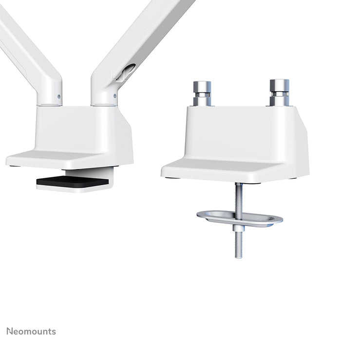 Neomounts FPMA-D750D bianco è un supporto da scrivania con molla a gas per schermi piatti fino a 32 pollici (81 cm).