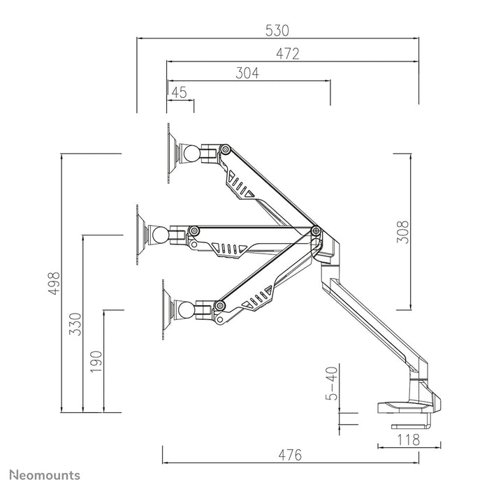 Neomounts FPMA-D750 argento è un supporto da scrivania con molla a gas per schermi piatti fino a 32 pollici (81 cm).