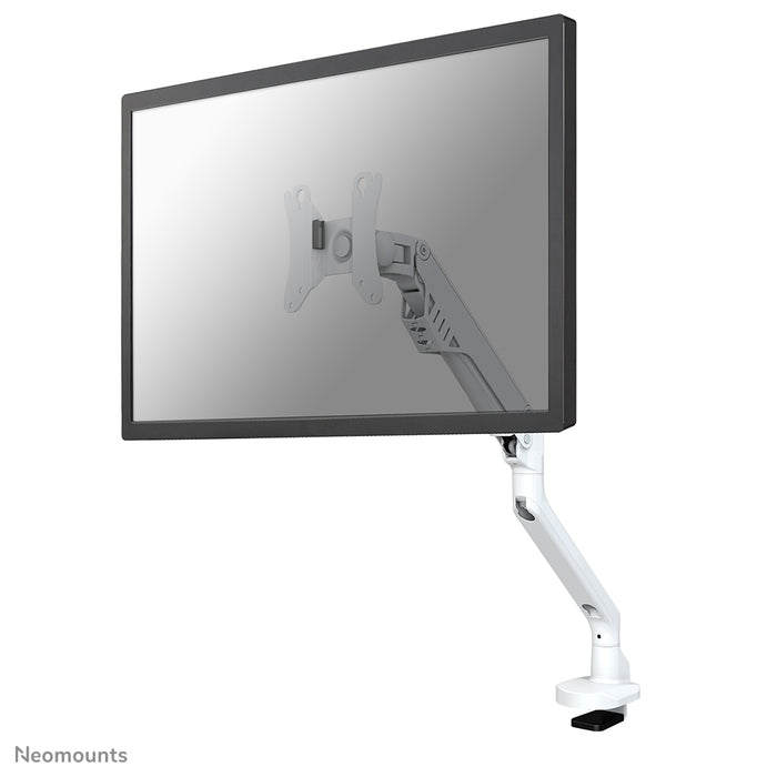 Neomounts FPMA-D750 bianco è un supporto da scrivania con molla a gas per schermi piatti fino a 32 pollici (81 cm).
