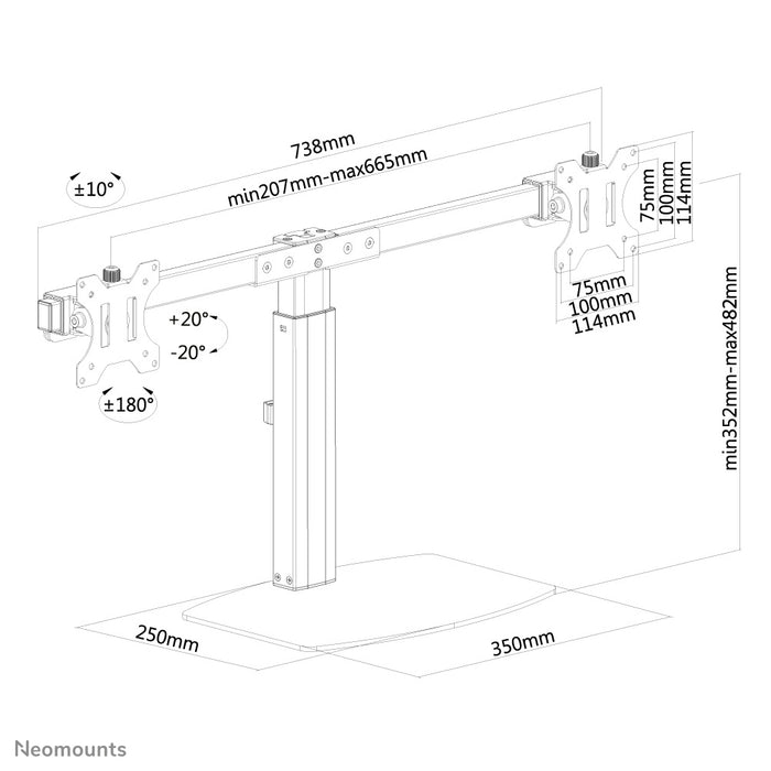 Neomounts FPMA-D865D nero è un supporto da scrivania per due schermi piatti fino a 27 pollici (69 cm).