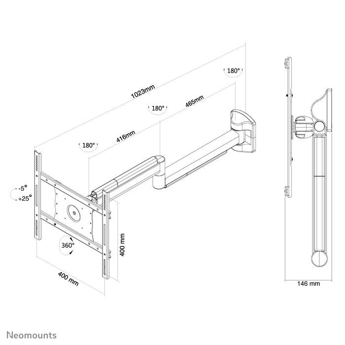 Neomounts FPMA-HAW050 è un supporto a parete medico per schermi piatti fino a 40 pollici (102 cm).