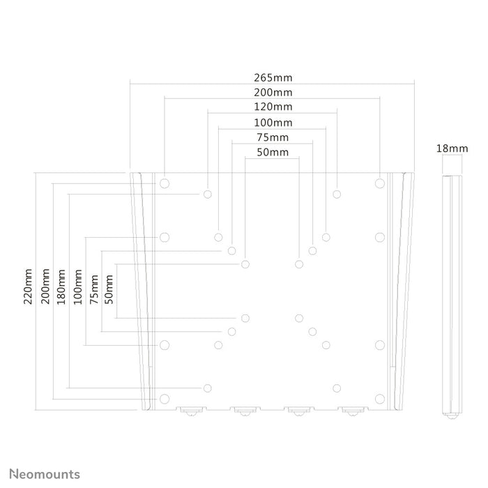 Neomounts FPMA-W110 zwart è un supporto a parete piatto per schermi piatti fino a 40 pollici (102 cm).