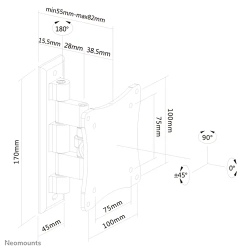 NewStar staffa per TV nero FPMA-W810