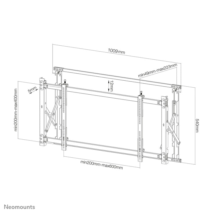 Neomounts LED-VW1750 nero è un supporto a parete piatto per video wall per schermi fino a 55 pollici (140 cm).