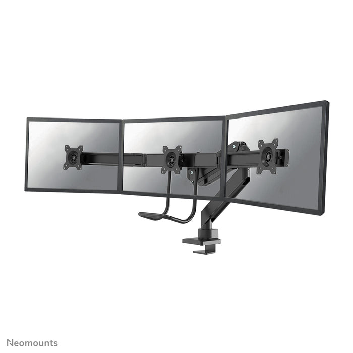 Neomounts NM-D775DX3 nero è un supporto da scrivania con molla a gas, barra trasversale e leva per schermi piatti fino a 27 pollici (68,6 cm).