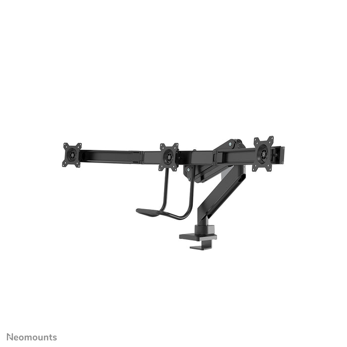 Neomounts NM-D775DX3 nero è un supporto da scrivania con molla a gas, barra trasversale e leva per schermi piatti fino a 27 pollici (68,6 cm).