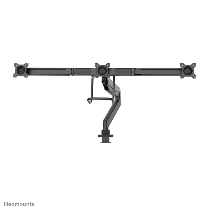 Neomounts NM-D775DX3 nero è un supporto da scrivania con molla a gas, barra trasversale e leva per schermi piatti fino a 27 pollici (68,6 cm).