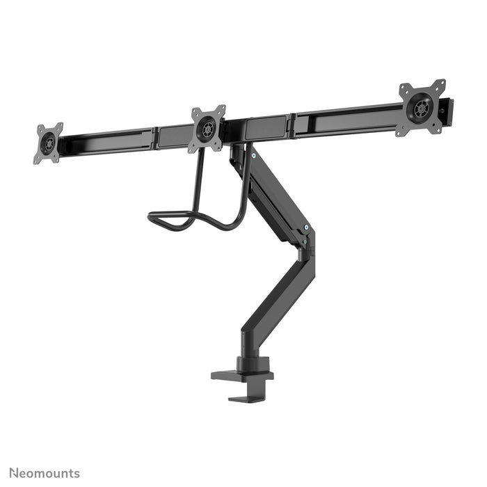 Neomounts NM-D775DX3 nero è un supporto da scrivania con molla a gas, barra trasversale e leva per schermi piatti fino a 27 pollici (68,6 cm).